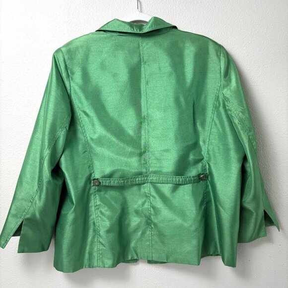 Susan Graver Jacket Size XL Green Shimmer Career Work Party Dressy - Picture 5 of 14